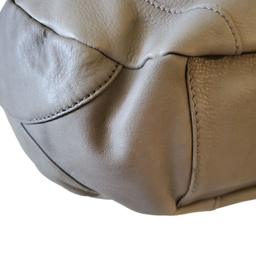 HOBO Crescent Shaped Gray Leather Bag, Woman's Grey Shoulder Bag - Picture 5 of 11
